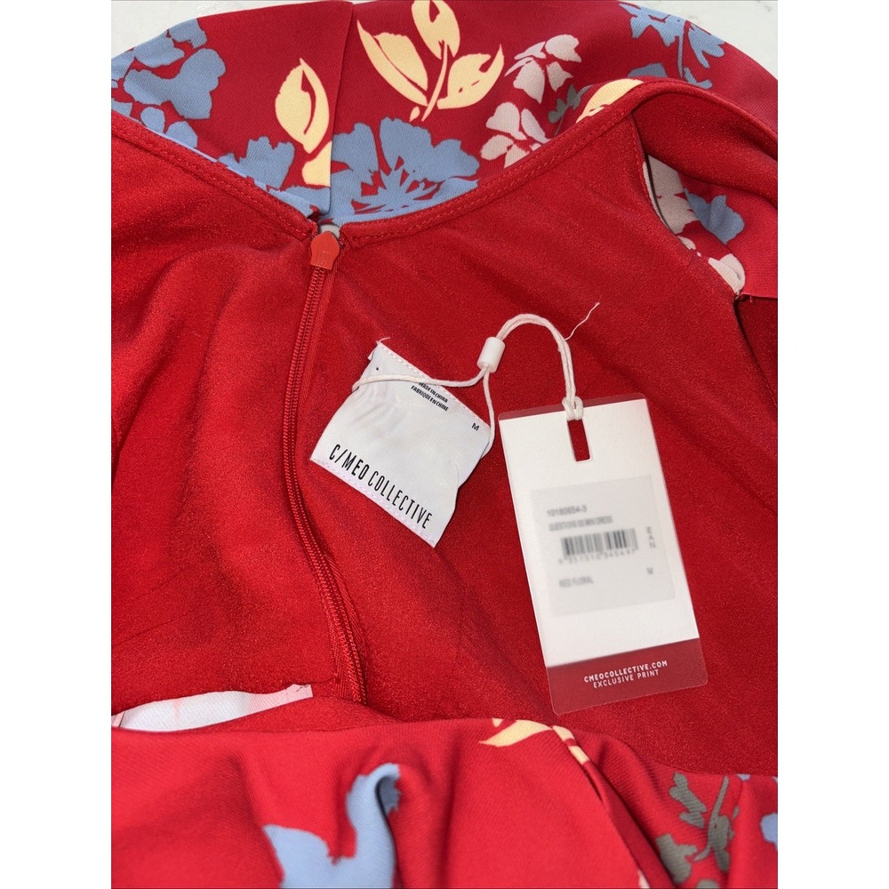 C/MEO Collective Red Floral Ruffle Cold Shoulder Mini Dress Womens Medium NWT - Picture 5 of 6